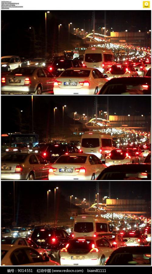 晚上堵车视频,晚高峰城市交通拥堵现场直击